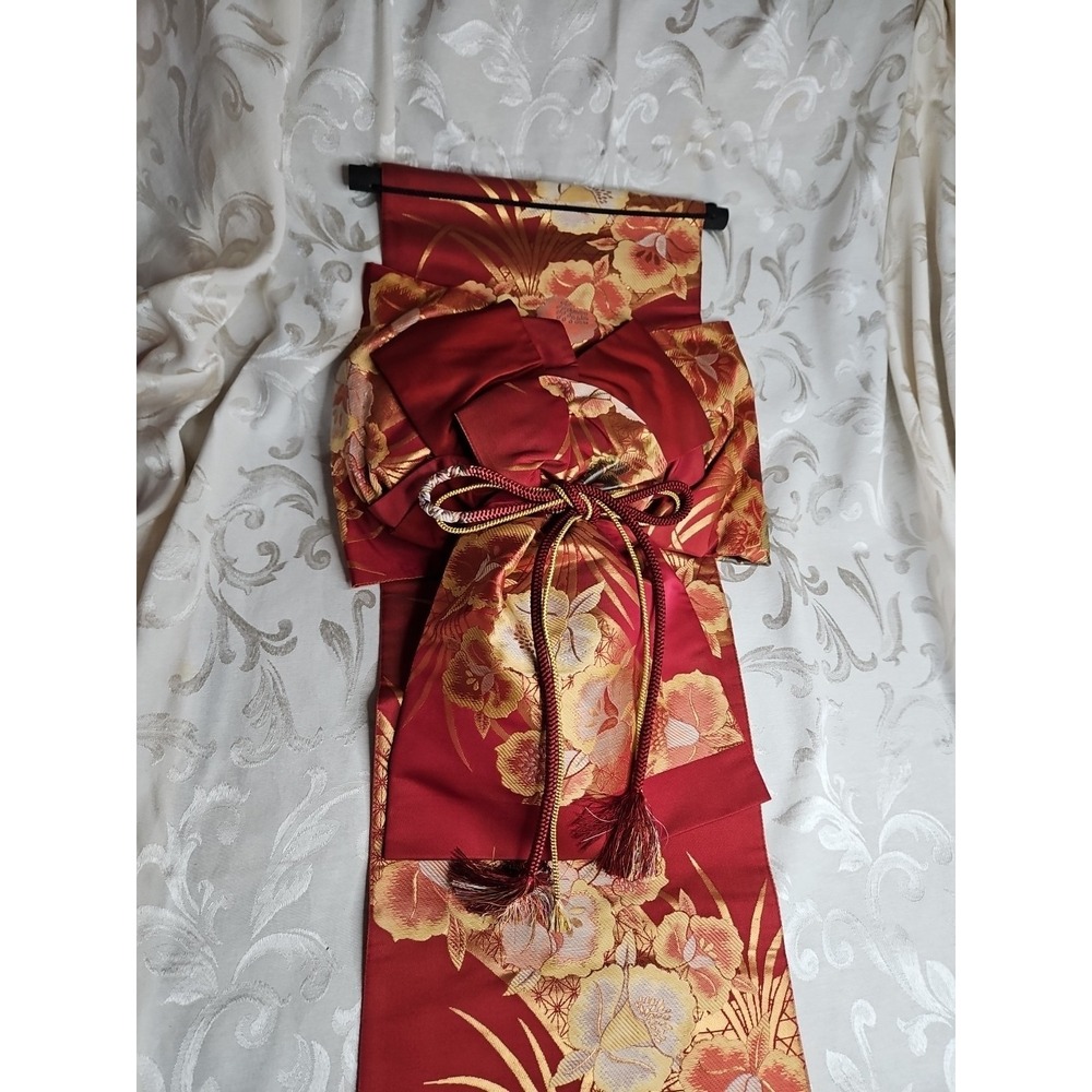 Japanese Silk Kimono Obi Wall Hanging Asian Gold‎ Brocade Vintage